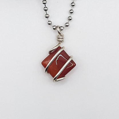 Carnelian Necklace in Silver - Crystal for Courage & Vitality