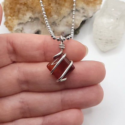 Carnelian Necklace in Silver - Crystal for Courage & Vitality