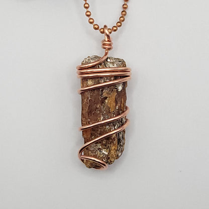 Raw Orange Kyanite Necklace in Copper - Crystal for Creativity