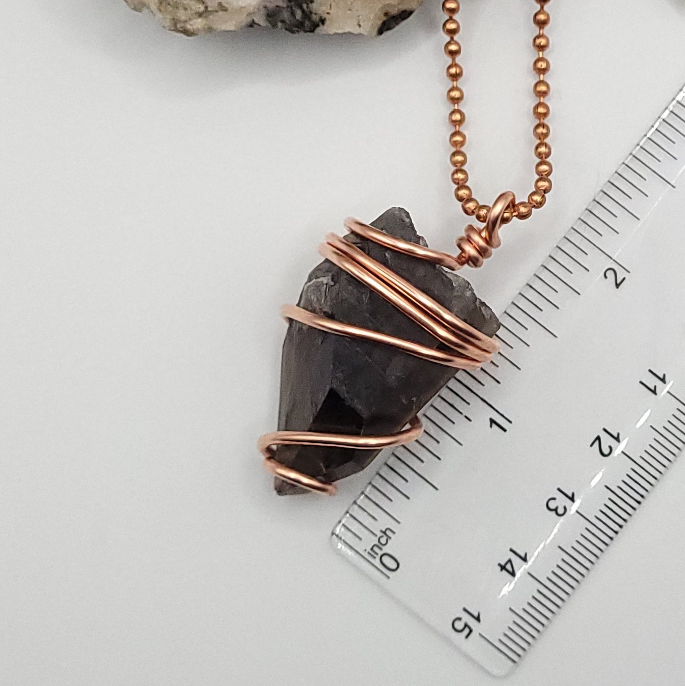 Raw Smoky Quartz Necklace in Copper – Crystal for Grounding