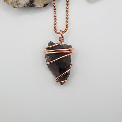 Raw Smoky Quartz Necklace in Copper – Crystal for Grounding