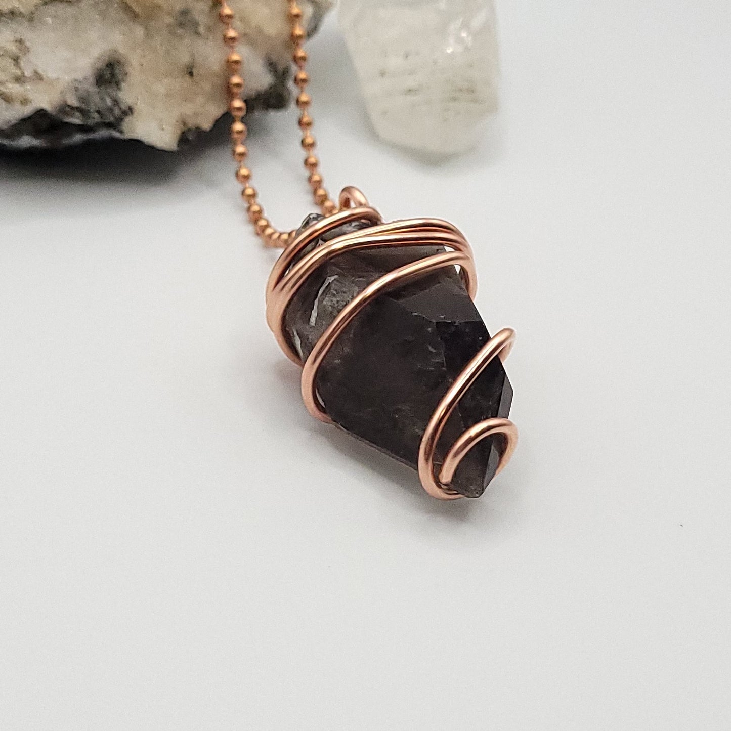 Raw Smoky Quartz Necklace in Copper – Crystal for Grounding