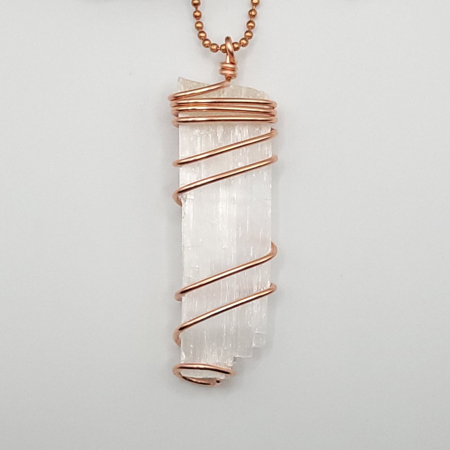 Raw Selenite Necklace in Copper - Crystal for Calm & Cleansing