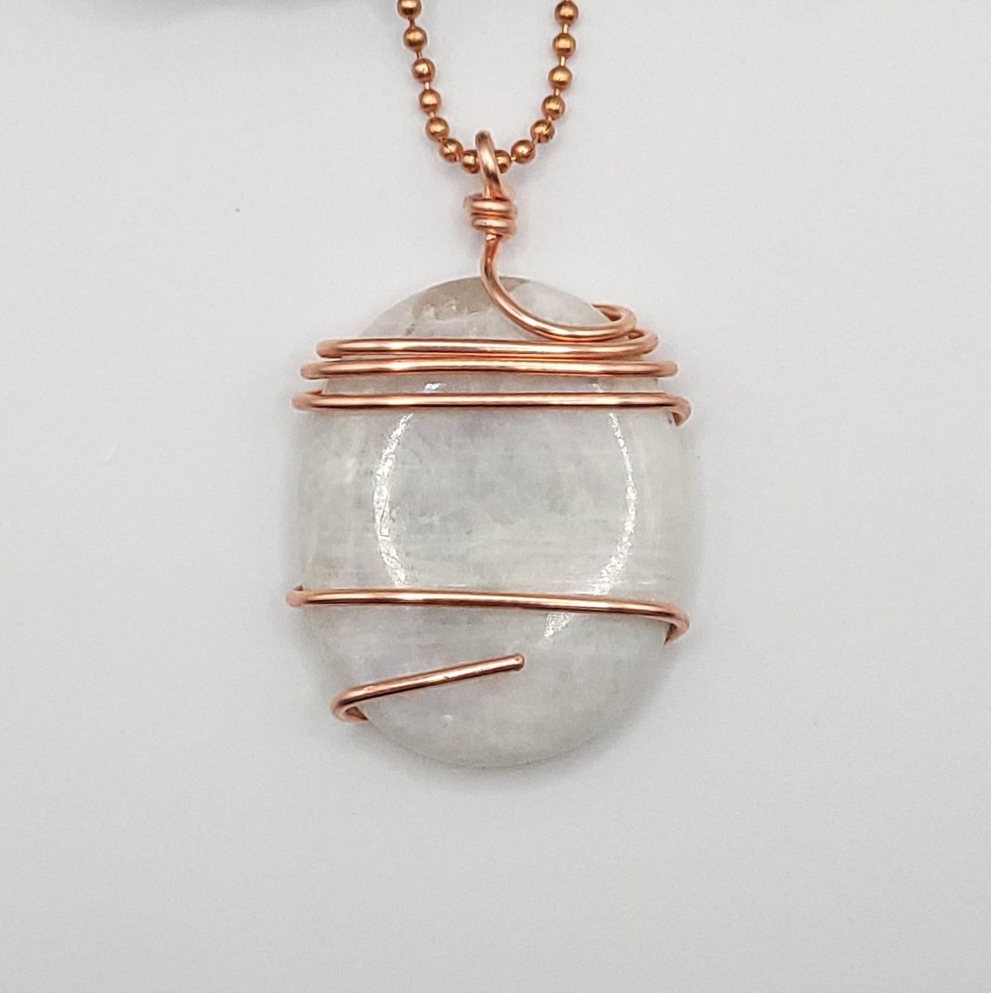 Rainbow Moonstone Necklace in Copper - Crystal for Intuition