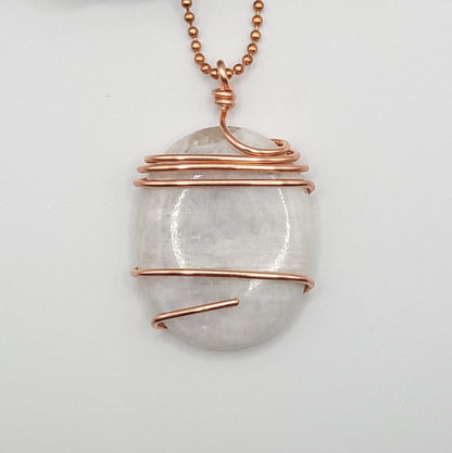 Rainbow Moonstone Necklace in Copper - Crystal for Intuition