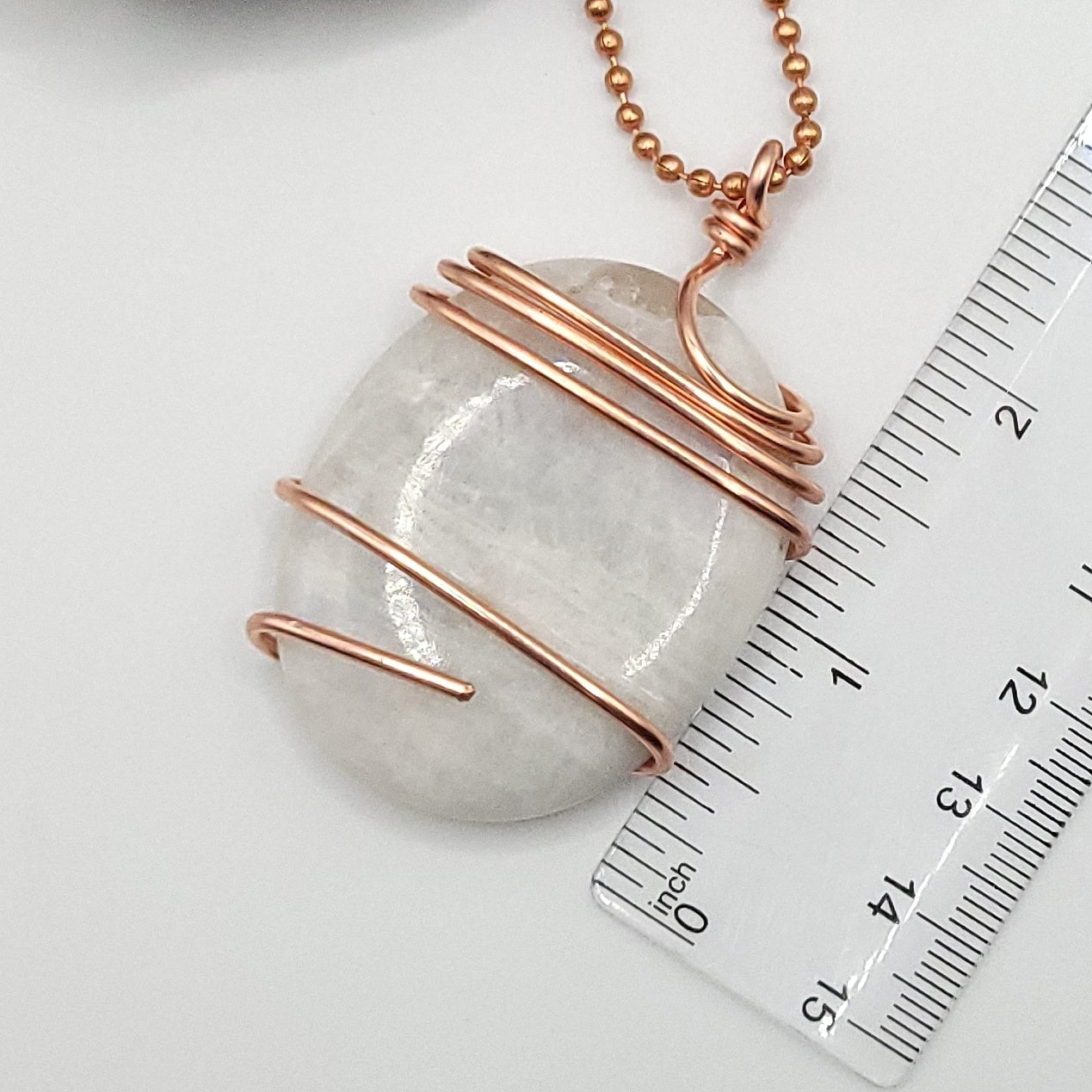 Rainbow Moonstone Necklace in Copper - Crystal for Intuition