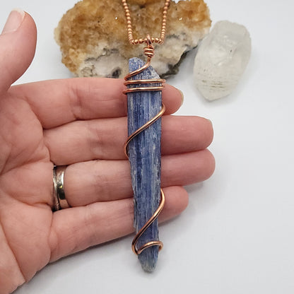 Raw Blue Kyanite Necklace in Copper - Crystal for Clarity & Alignment