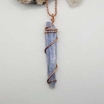 Raw Blue Kyanite Necklace in Copper - Crystal for Clarity & Alignment
