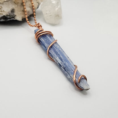 Raw Blue Kyanite Necklace in Copper - Crystal for Clarity & Alignment