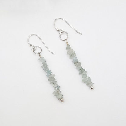 Aquamarine Drop Earrings in Silver - Crystal for Calm & Truth