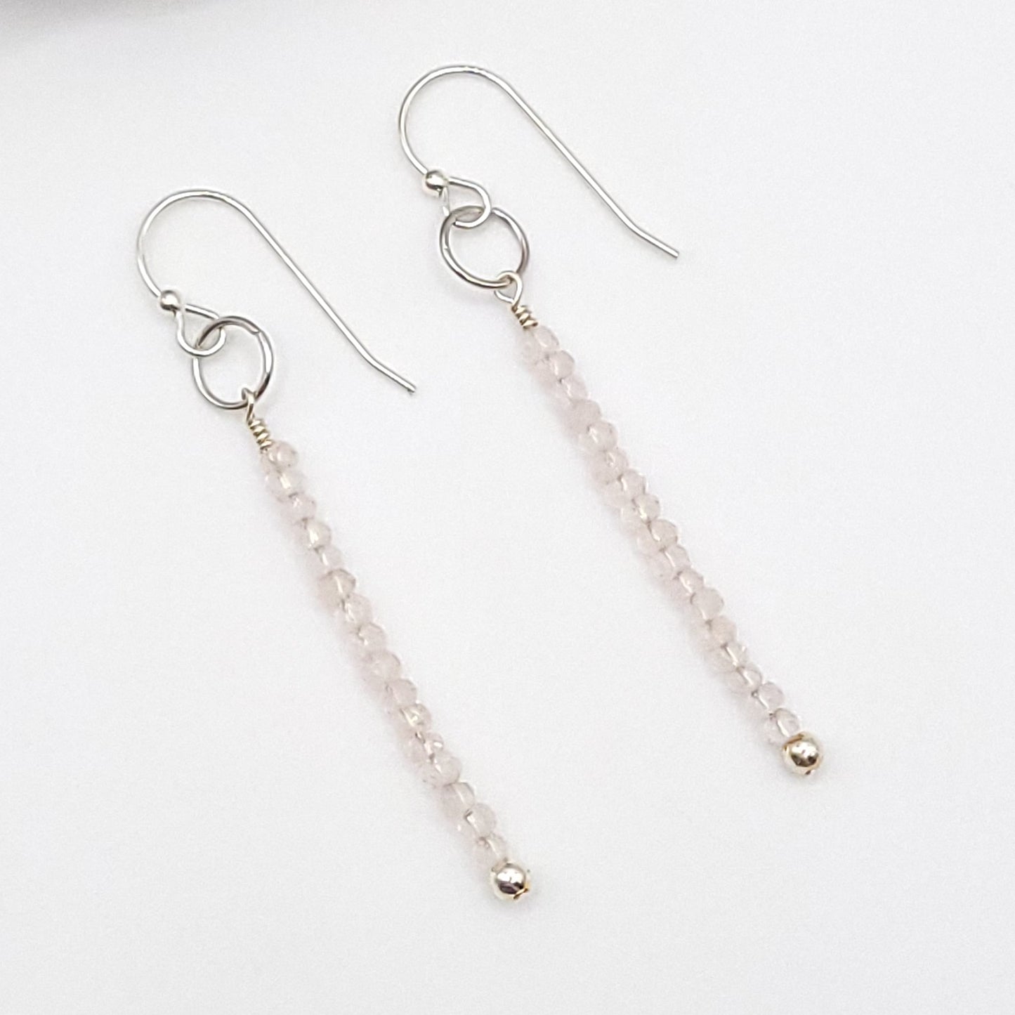 Rose Quartz Drop Earrings in Silver - Crystal for Love & Compassion