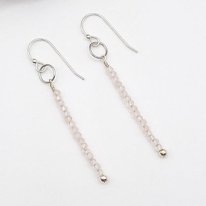Rose Quartz Drop Earrings in Silver - Crystal for Love & Compassion