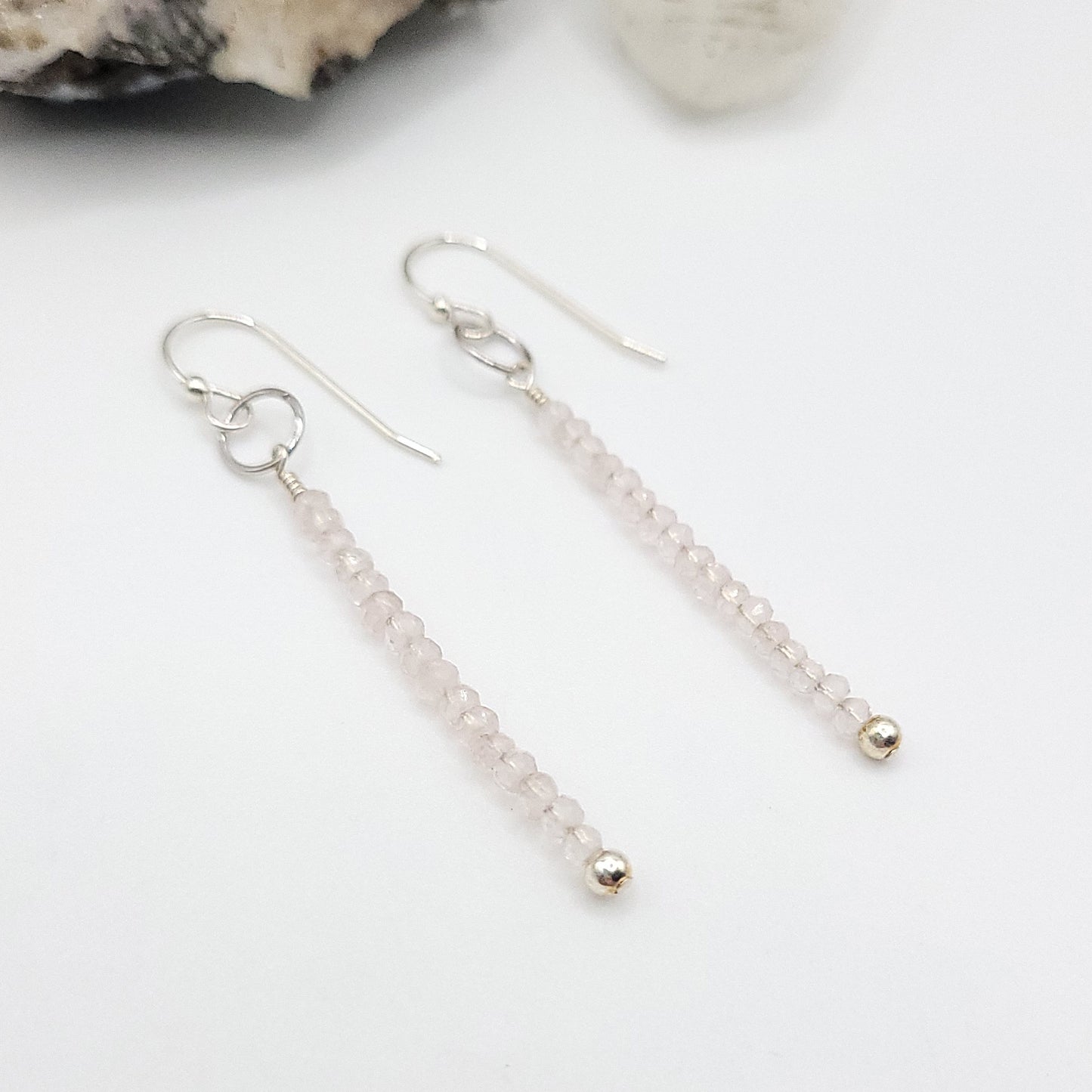Rose Quartz Drop Earrings in Silver - Crystal for Love & Compassion