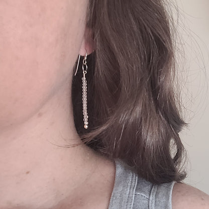 Rose Quartz Drop Earrings in Silver - Crystal for Love & Compassion