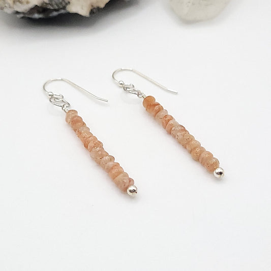 Sunstone Drop Earrings in Silver - Crystal for Joy & Vitality