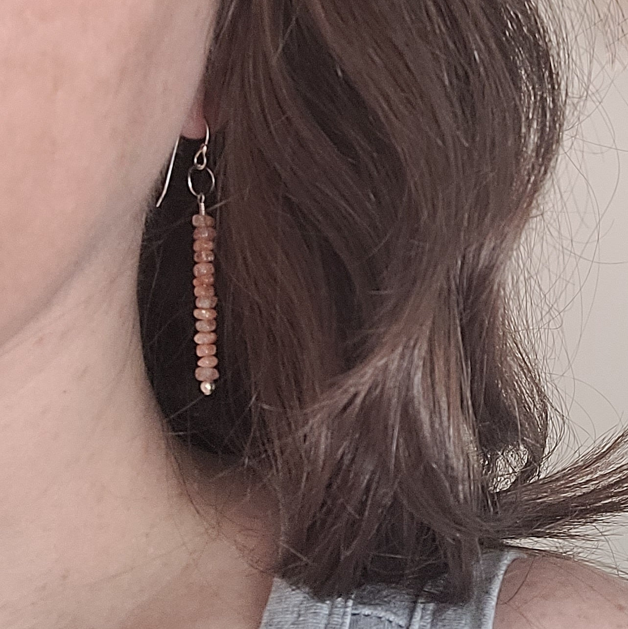 Sunstone Drop Earrings in Silver - Crystal for Joy & Vitality