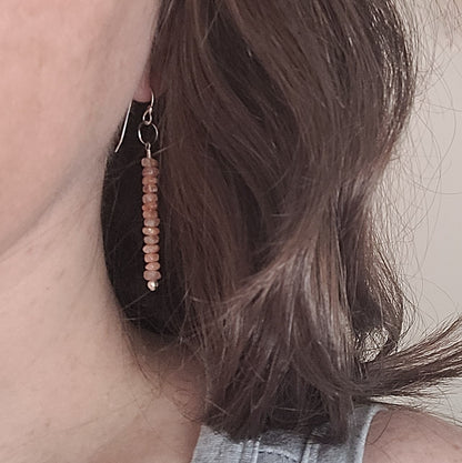 Sunstone Drop Earrings in Silver - Crystal for Joy & Vitality
