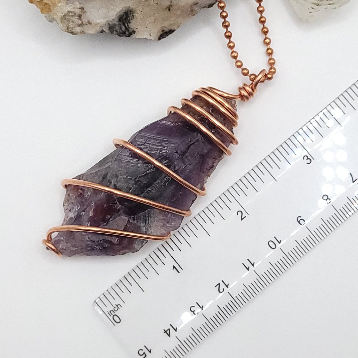 Raw Auralite 23 Necklace in Copper - Crystal for Spiritual Growth