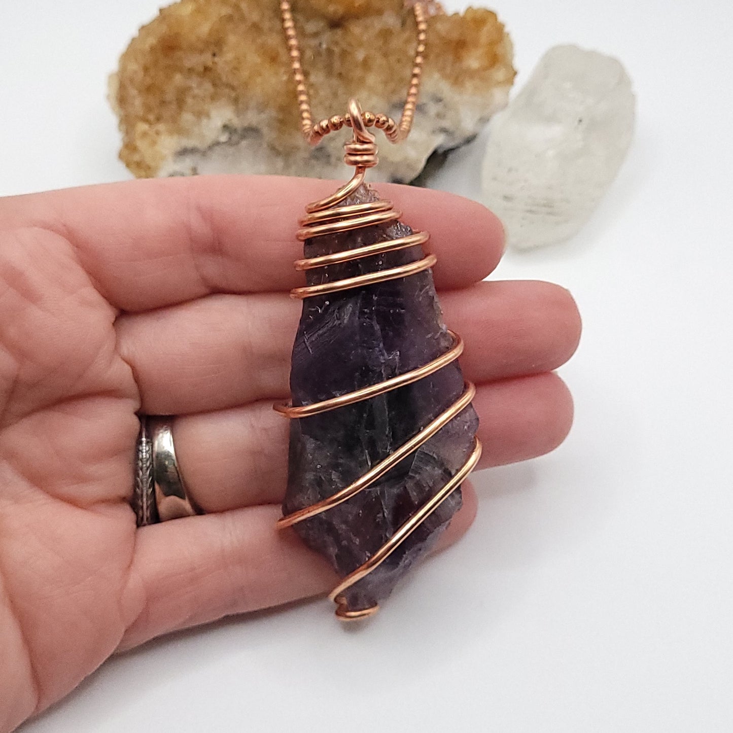 Raw Auralite 23 Necklace in Copper - Crystal for Spiritual Growth