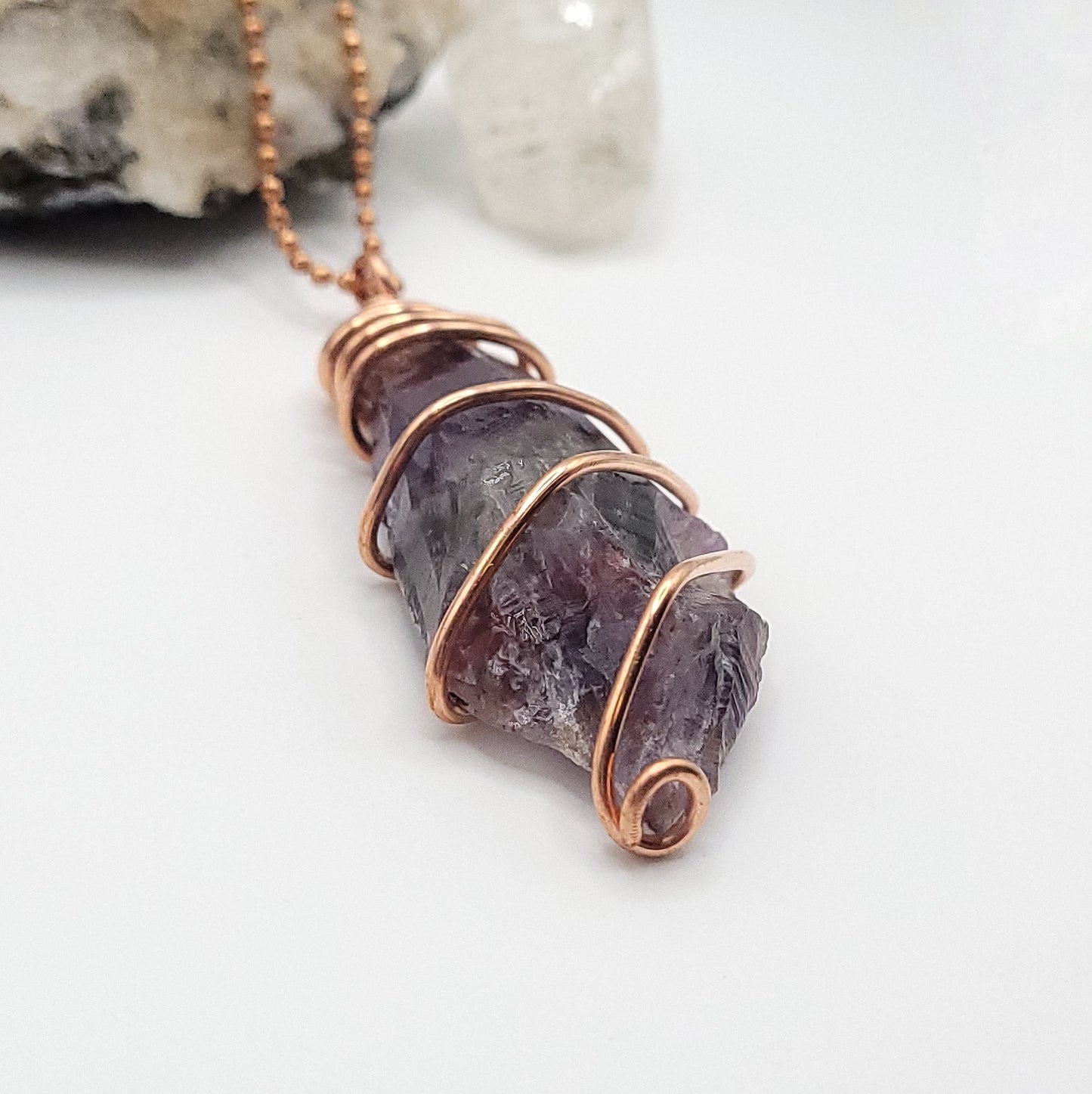 Raw Auralite 23 Necklace in Copper - Crystal for Spiritual Growth