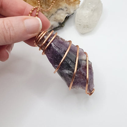 Raw Auralite 23 Necklace in Copper - Crystal for Spiritual Growth