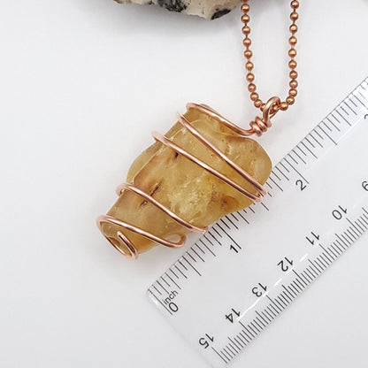 Raw Amber Necklace in Copper - Crystal for Warmth & Vitality