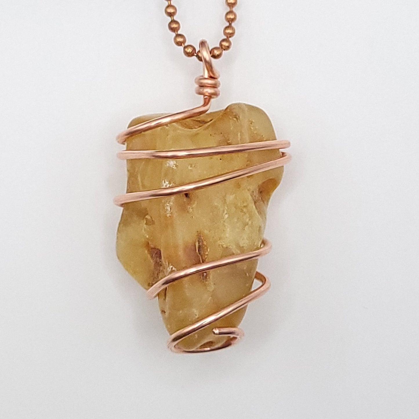 Raw Amber Necklace in Copper - Crystal for Warmth & Vitality