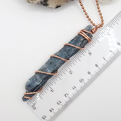 Raw Blue Kyanite Necklace in Copper - Crystal for Clarity & Alignment