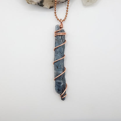 Raw Blue Kyanite Necklace in Copper - Crystal for Clarity & Alignment