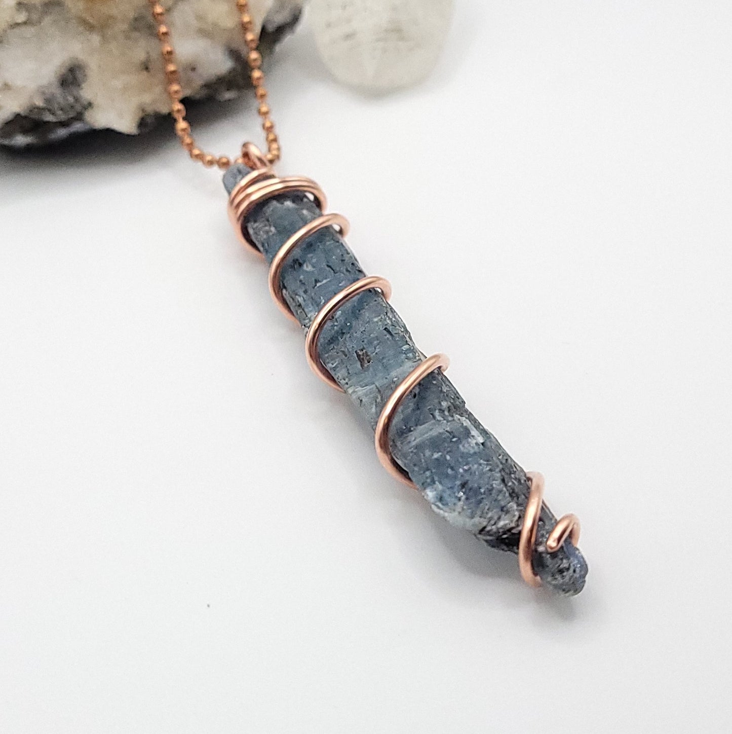 Raw Blue Kyanite Necklace in Copper - Crystal for Clarity & Alignment