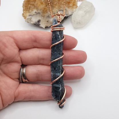Raw Blue Kyanite Necklace in Copper - Crystal for Clarity & Alignment