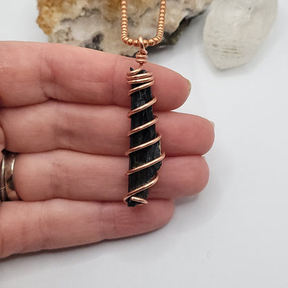 Raw Vivianite Necklace in Copper - Crystal for Healing & Truth
