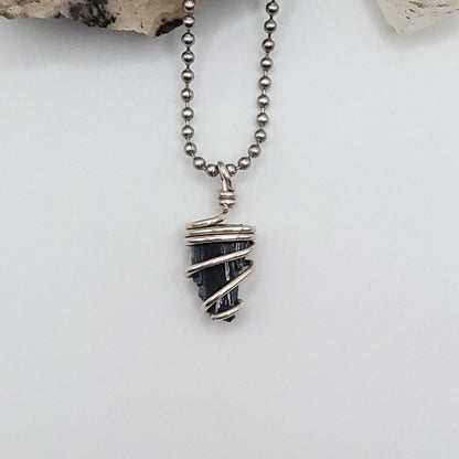 Raw Vivianite Necklace in Silver  - Healing & Truth Crystal