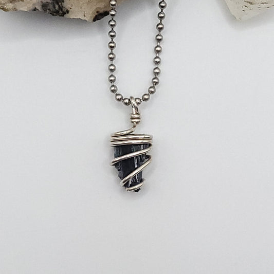 Raw Vivianite Necklace in Silver  - Healing & Truth Crystal