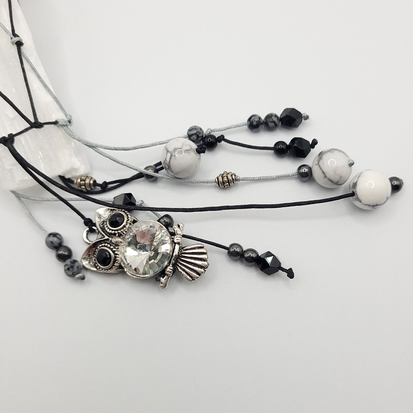 Owl Selenite Crystal Car Charm, Crystal Sun Catcher