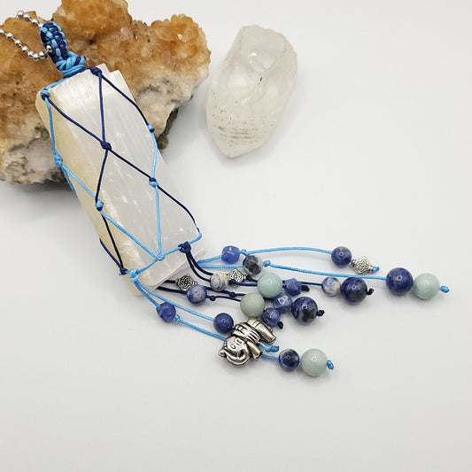 Elephant Selenite Crystal Car Charm - Truth & Courage