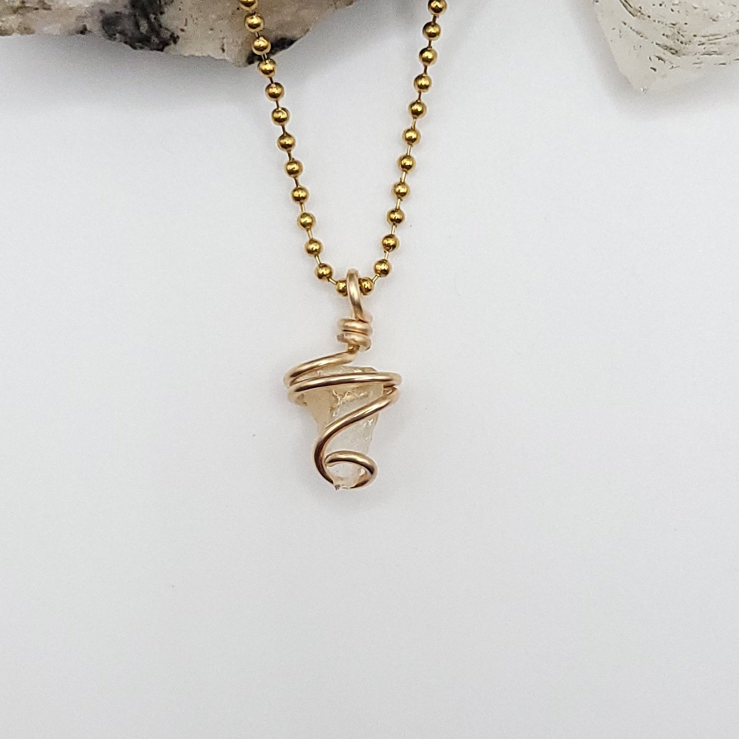 Raw Libyan Desert Glass Necklace in Gold - Star Power