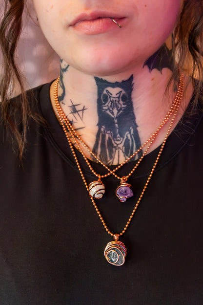 Raw Amethyst Crystal Necklace in Copper