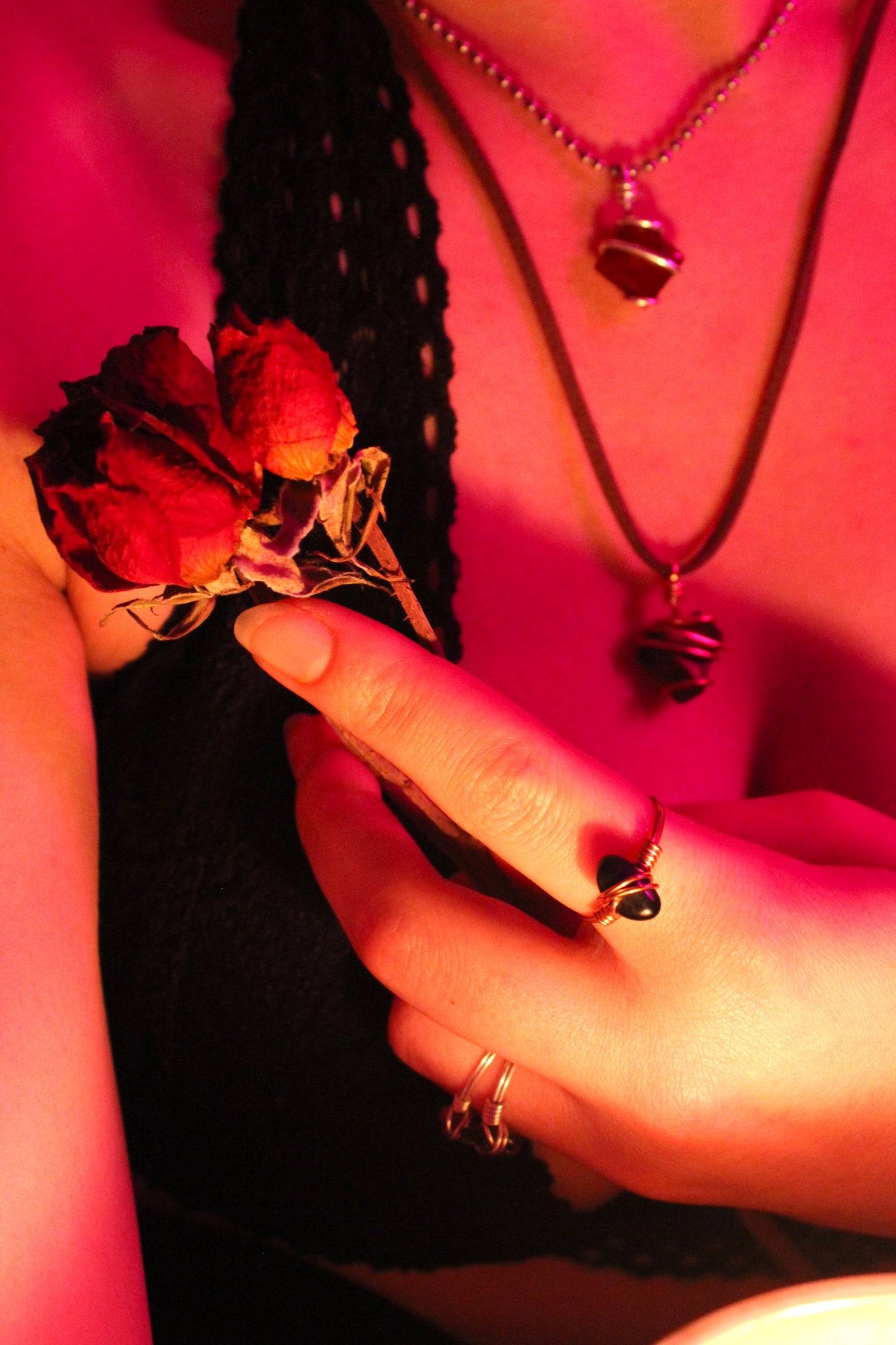 Black Tourmaline Ring, Copper Wire Wrapped Ring