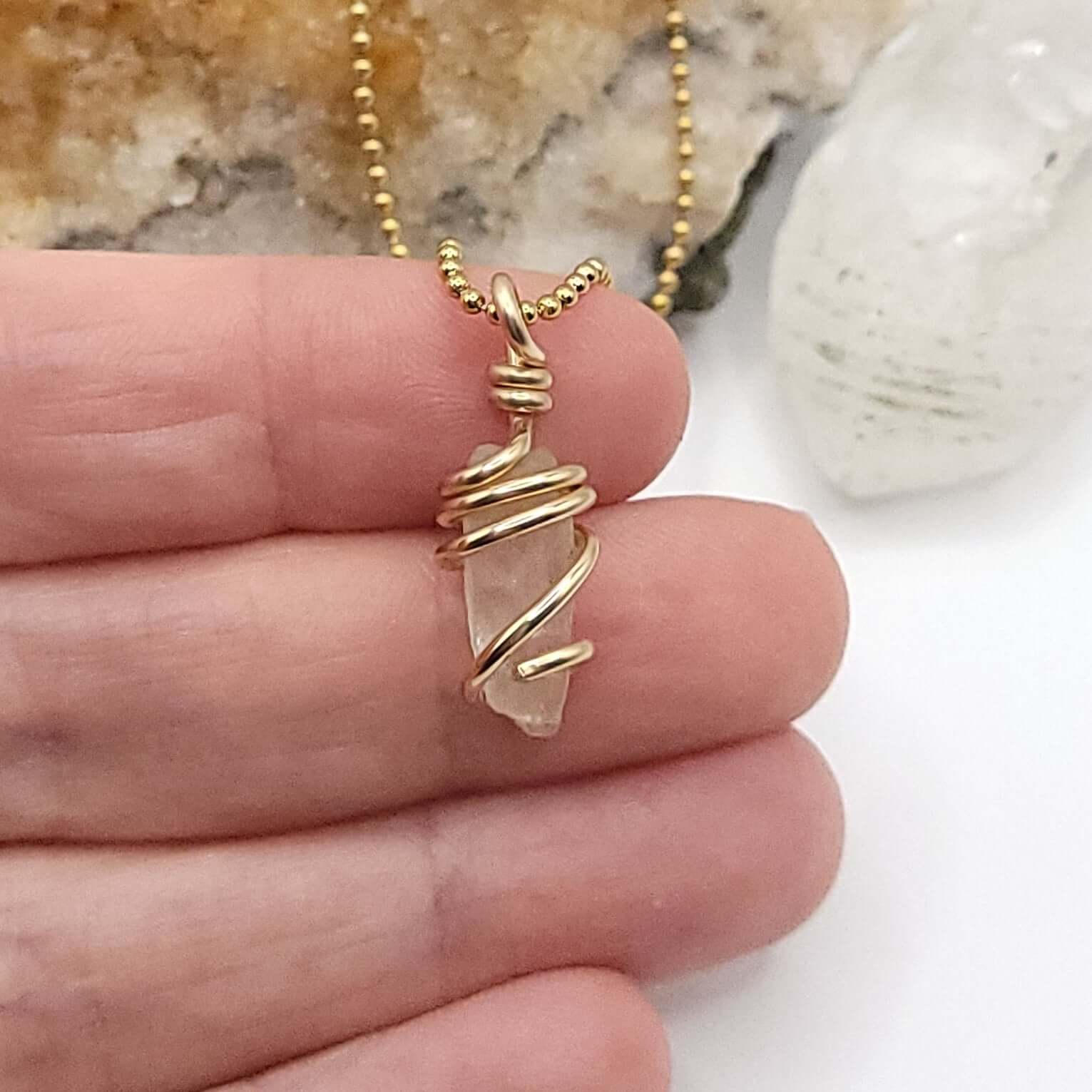 Raw Phenakite Necklace in Gold
