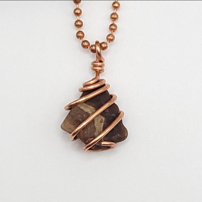 Chocolate Calcite Necklace in Copper - Crystal for Grounding