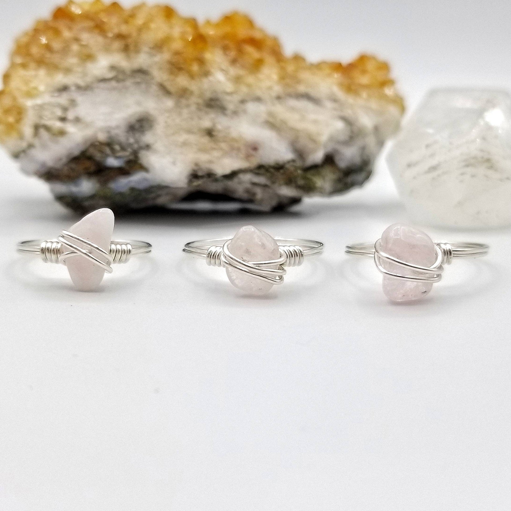 Morganite Ring, Silver Wire Wrapped Ring