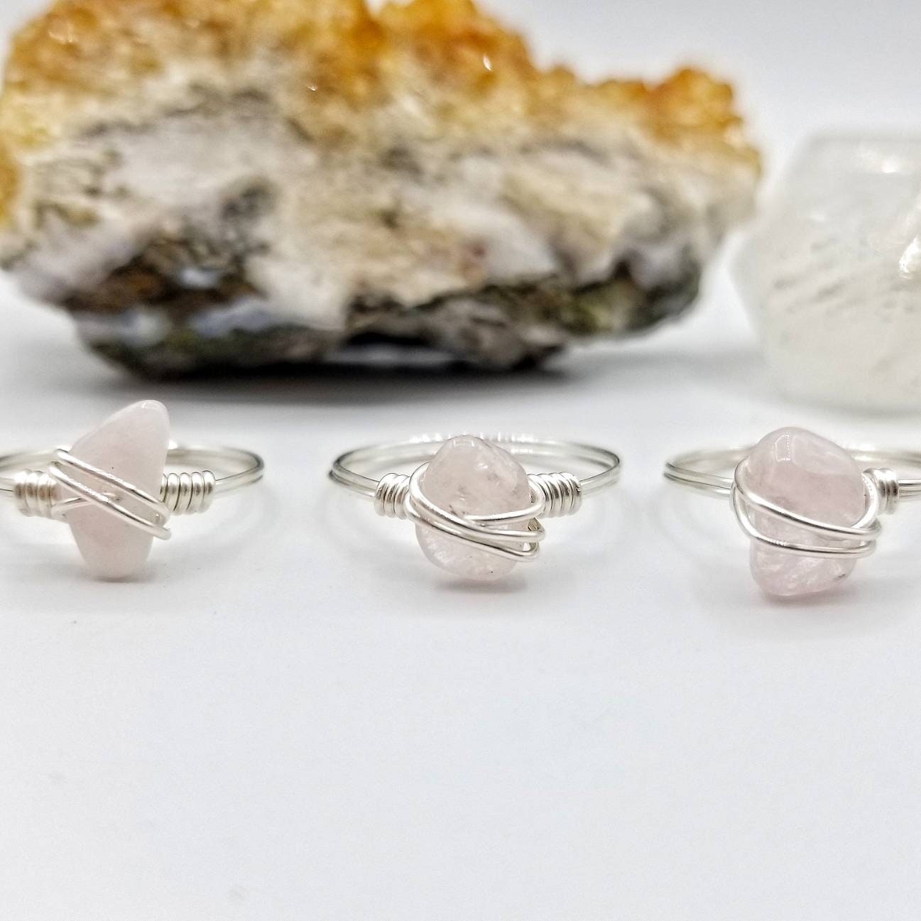 Morganite Ring, Silver Wire Wrapped Ring
