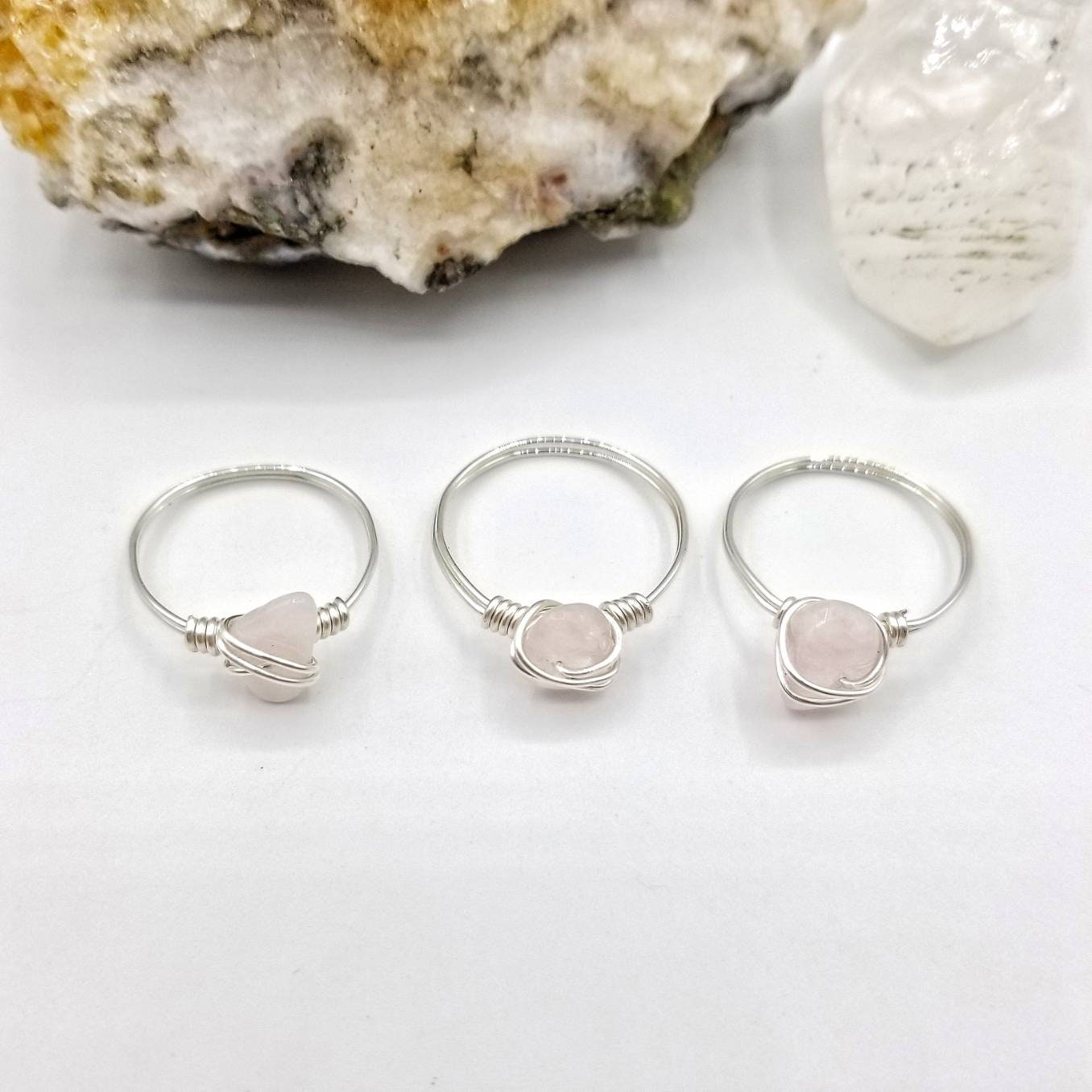 Morganite Ring, Silver Wire Wrapped Ring