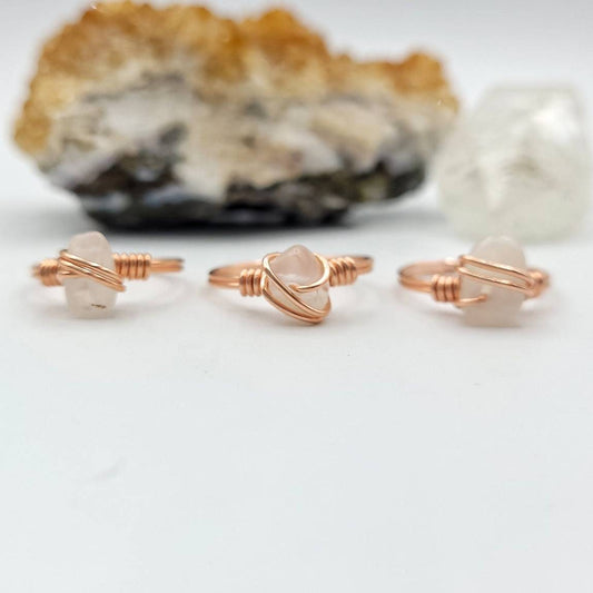 Moonstone Ring, Copper Wire Wrapped Ring