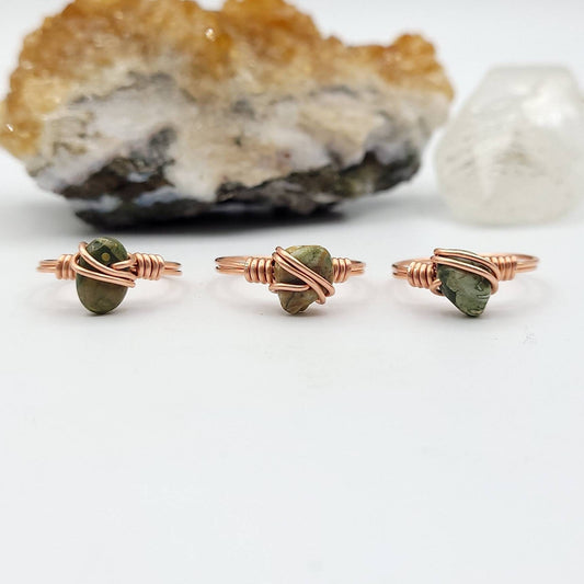 Rhyolite Ring, Copper Wire Wrapped Ring