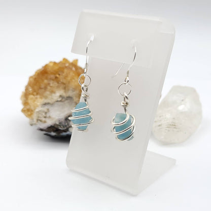 Aquamarine Dangle Earrings, Sterling Silver Dangle Earrings, Crystal Dangles, Raw Aquamarine Earrings, Raw Crystal Earrings