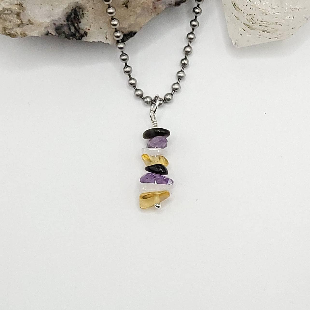 Non Binary Necklace, Non Binary Pride Crystal Pendant, Pride Pendant