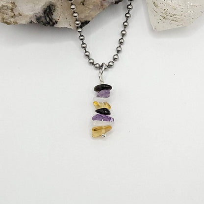 Non Binary Necklace, Non Binary Pride Crystal Pendant, Pride Pendant