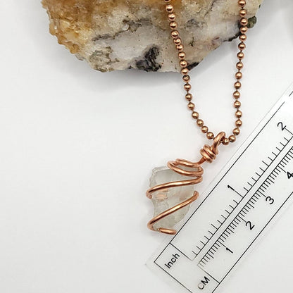 Prasiolite Necklace, Copper Wire Wrapped Prasiolite Pendant, Abundance Necklace